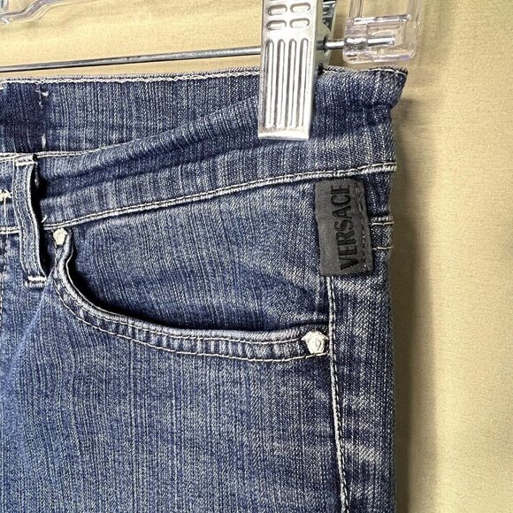 Vintage Versace Signature Jeans Straight Leg Low Rise Medusa Head Logo Womens 26 - Picture 11 of 15
